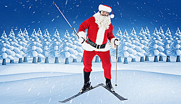 头像,高兴,圣诞老人,滑雪