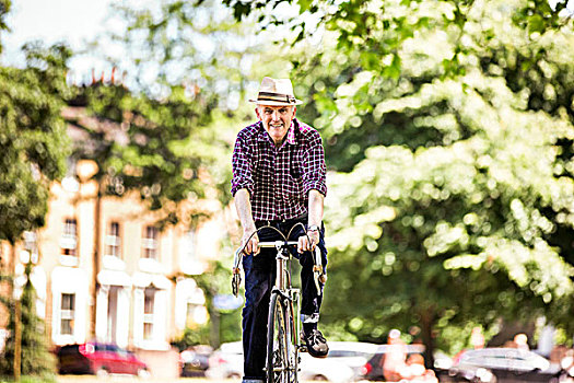 老人,骑自行车,公园,伦敦