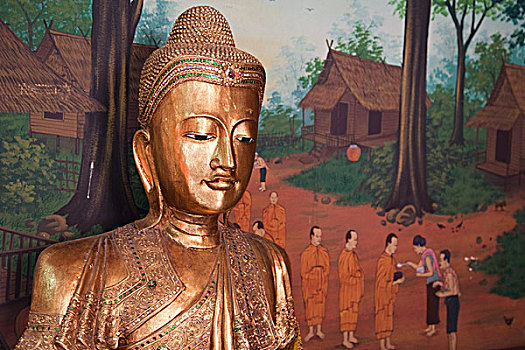 泰国,曼谷,道路,寺院,佛像,墙壁,艺术,乡村,生活