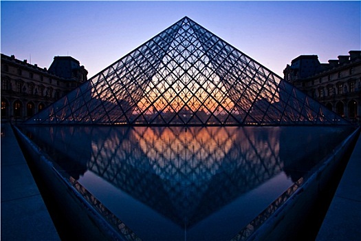 巴黎,四月,剪影,卢浮宫金字塔,晚间,埃及