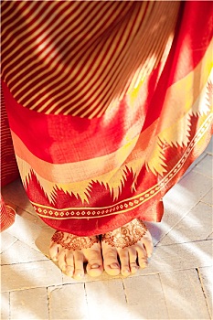 腿,装饰,印度,涂绘,散沫花染料