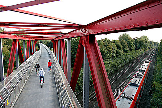 桥,线条,盖尔森基兴,北莱茵威斯特伐利亚,德国,欧洲