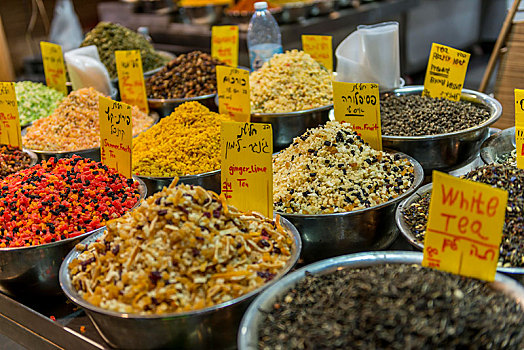 碗,干燥,茶,调味品,市场,老城,耶路撒冷,以色列,亚洲