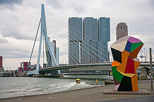 鹿特丹,天际线,风景,游轮,车站,桥,艺术