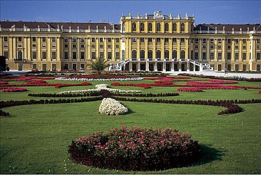 城堡,宫殿,美泉宫,宫殿广场,花园,公园,维也纳,欧洲