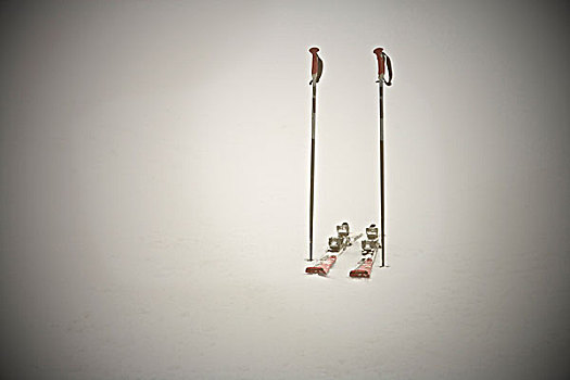 空,滑雪,杆,雪中