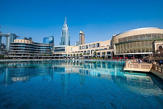 阿联酋迪拜哈利法塔音乐喷泉广场商业购物区