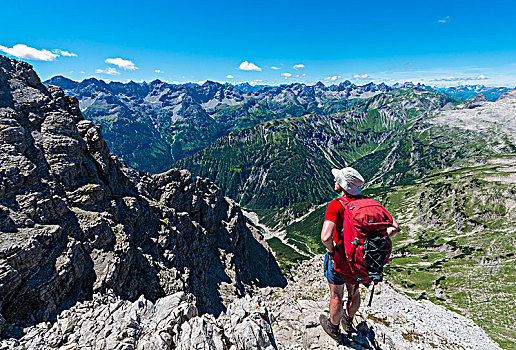 俯瞰,山,阿尔卑斯山,徒步旅行,巴伐利亚,德国,欧洲