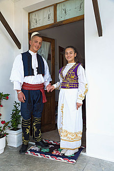 多,传统服装,培拉特,阿尔巴尼亚,欧洲