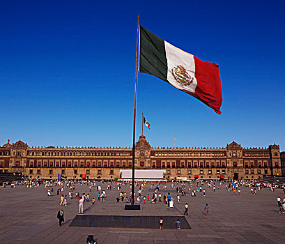 佐卡罗,国旗,国会大楼,墨西哥城,墨西哥