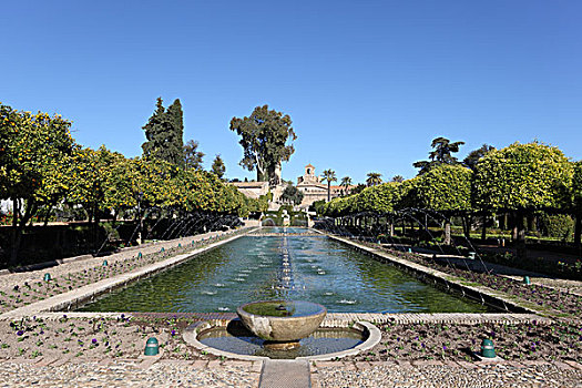 城堡,宫苑,喷泉,科多巴,安达卢西亚,西班牙