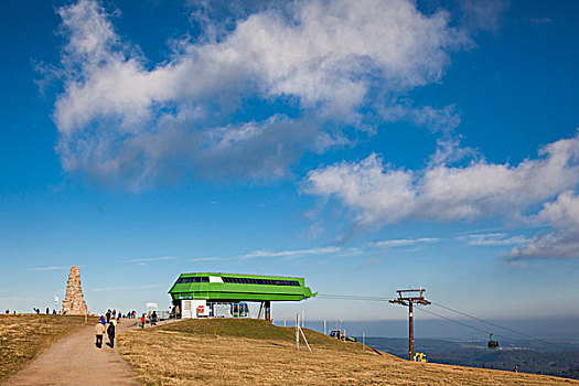 德国,黑森林,山,索道,顶峰