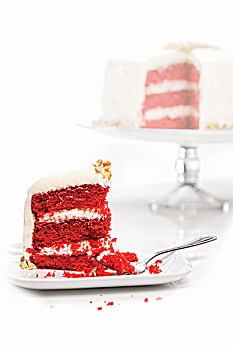 红色,天鹅绒,蛋糕,盘子,背景