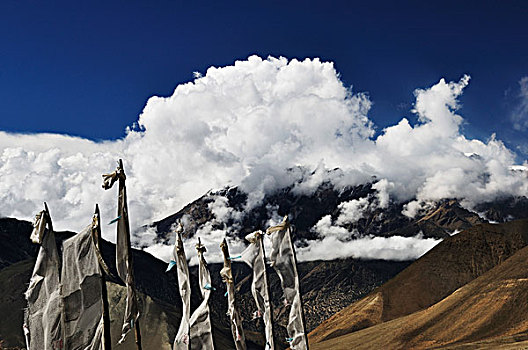 经幡,山谷,地区,安娜普纳,保护区,尼泊尔