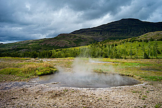 蒸汽,上升,火山,温泉,冰岛