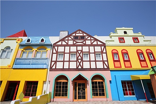彩色,欧洲,房子,建筑,陆地