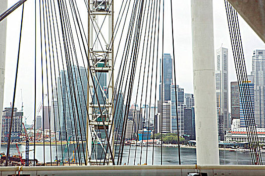 城市天际线,新加坡,巨大,摩天轮