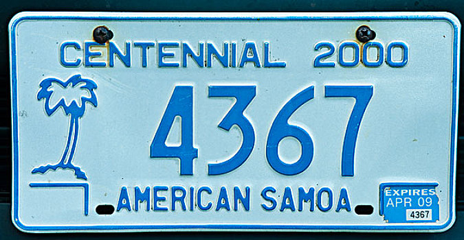 淡蓝色,美洲,萨摩亚群岛,百年,牌照