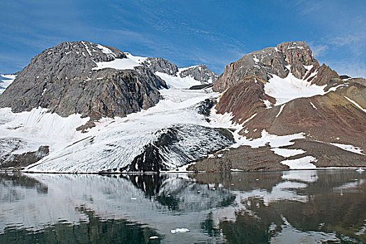 挪威,斯瓦尔巴群岛,斯匹次卑尔根岛,漂亮,崎岖,风景,巨大,冰河,慢,闲适