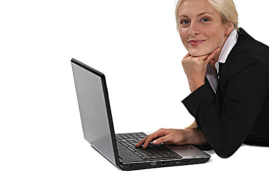 女人,微笑,头像,电脑