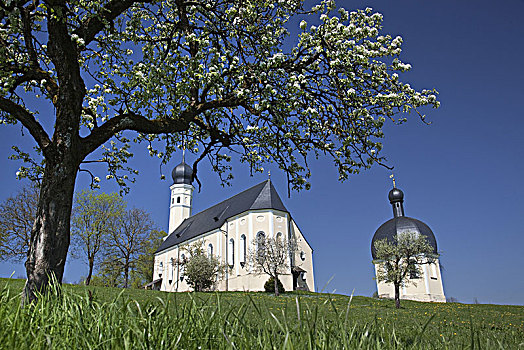 朝圣教堂,圣徒,伊尔申伯格,山谷,上巴伐利亚,巴伐利亚,德国南部,德国