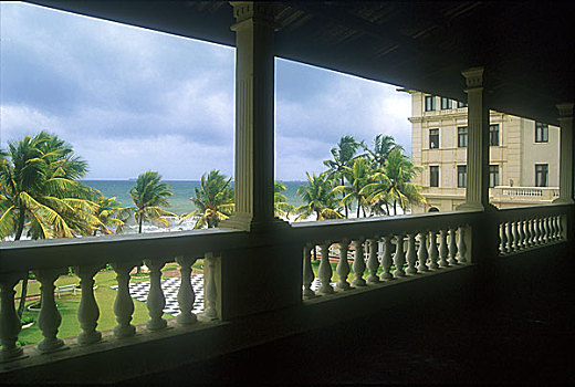 阳台,加勒,脸,酒店,科伦坡,面对,印度洋,一个,东方,斯里兰卡