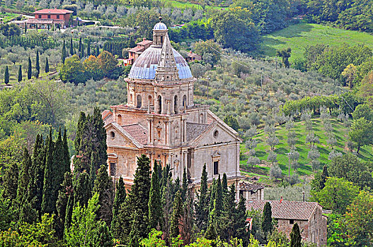 圣母玛利亚,教堂,靠近,蒙蒂普尔查诺红葡萄酒,托斯卡纳,意大利