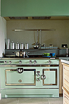 现代,青绿色,厨房,旧式,风格