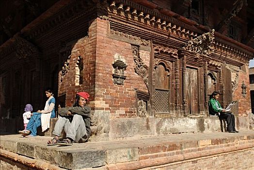 坐,印度教,庙宇,加德满都,尼泊尔