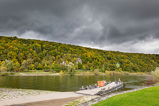 渡轮,多瑙河,雷云,靠近,巴伐利亚,德国,欧洲