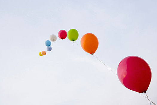 氦气,气球,系,线