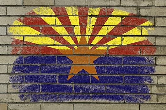 低劣,旗帜,美国,亚利桑那,砖墙,涂绘