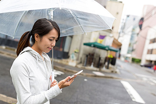 女人,拿着,伞,打手机,广岛市