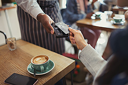 顾客,信用卡,支付,工作,咖啡