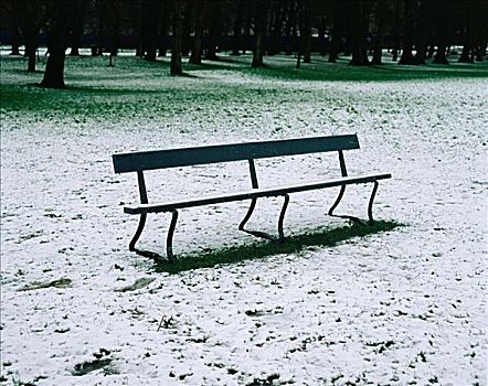 长椅,雪,公园