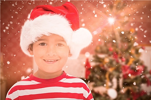 合成效果,图像,可爱,小男孩,圣诞帽