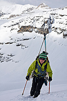 女青年,滑雪,登山者,住宿,不列颠哥伦比亚省,加拿大