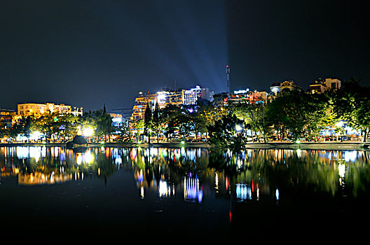 夜晚,还剑湖,河内,越南,东南亚