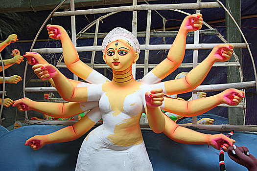 粘土,神像,女神,工作间,白天,孟加拉,十月,2008年