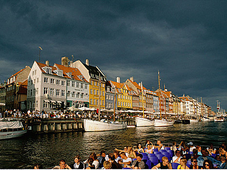 游客,船,港口,哥本哈根,丹麦