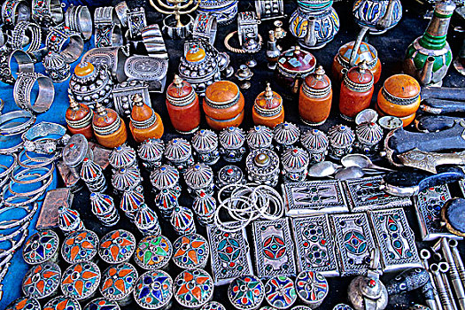 非洲,北非,摩洛哥,玛拉喀什,传统,饰品,露天市场