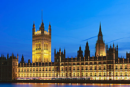议会大厦,夜晚,伦敦,英格兰,英国,欧洲