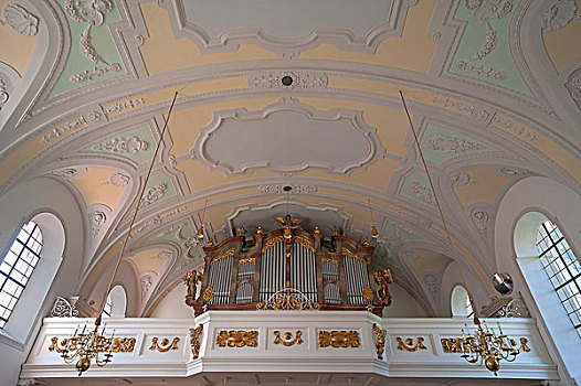 琴乐器,阁楼,教堂,上巴伐利亚,巴伐利亚,德国,欧洲