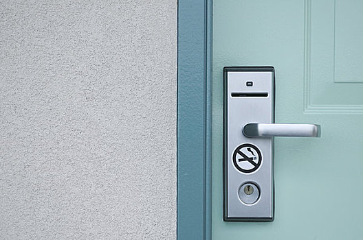 特写,客房,门,禁止吸烟,警告