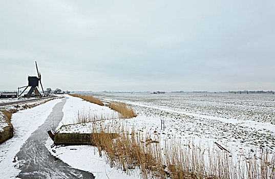 乡村道路,雪景