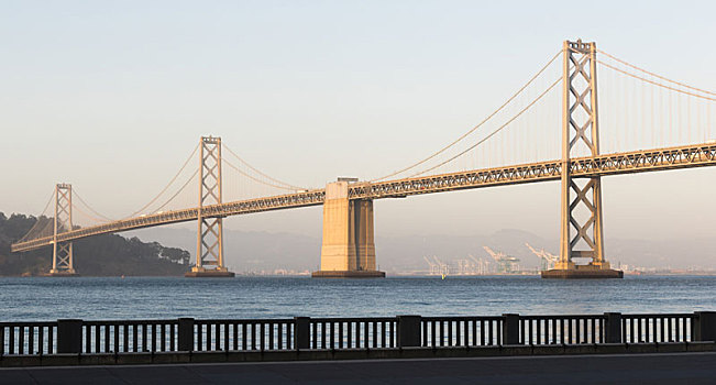 全景,构图,海湾大桥,旧金山,加利福尼亚,运输