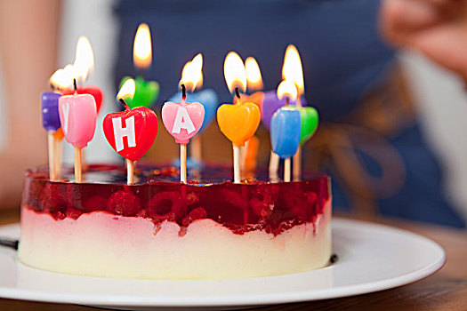 特写,蜡烛,生日蛋糕