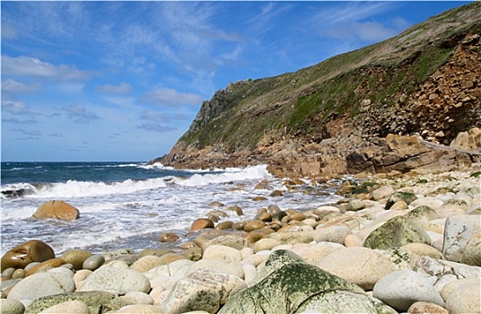 岩石,海滩,康沃尔,英国