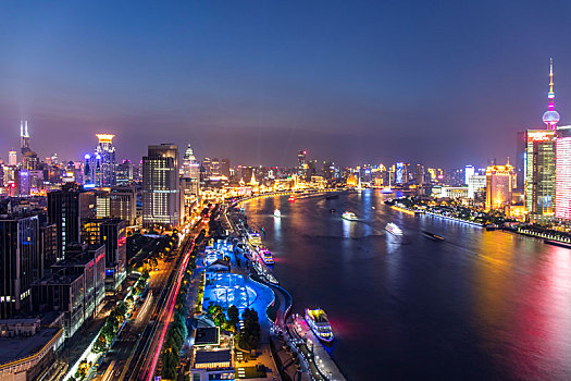 上海,黄浦江,两岸,夜景