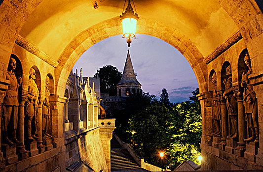 高,局部,城堡,拱道,棱堡,布达佩斯,匈牙利